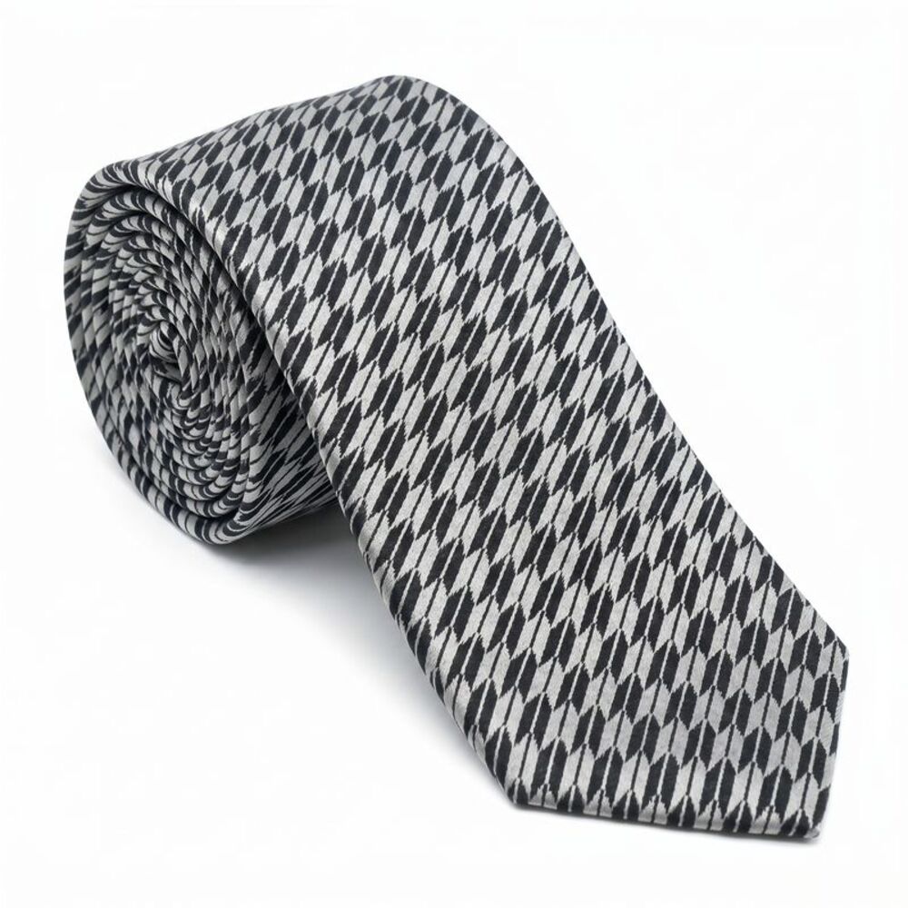 Emporio Armani 100% Silk Gray Geometric Tie - Made in Italy